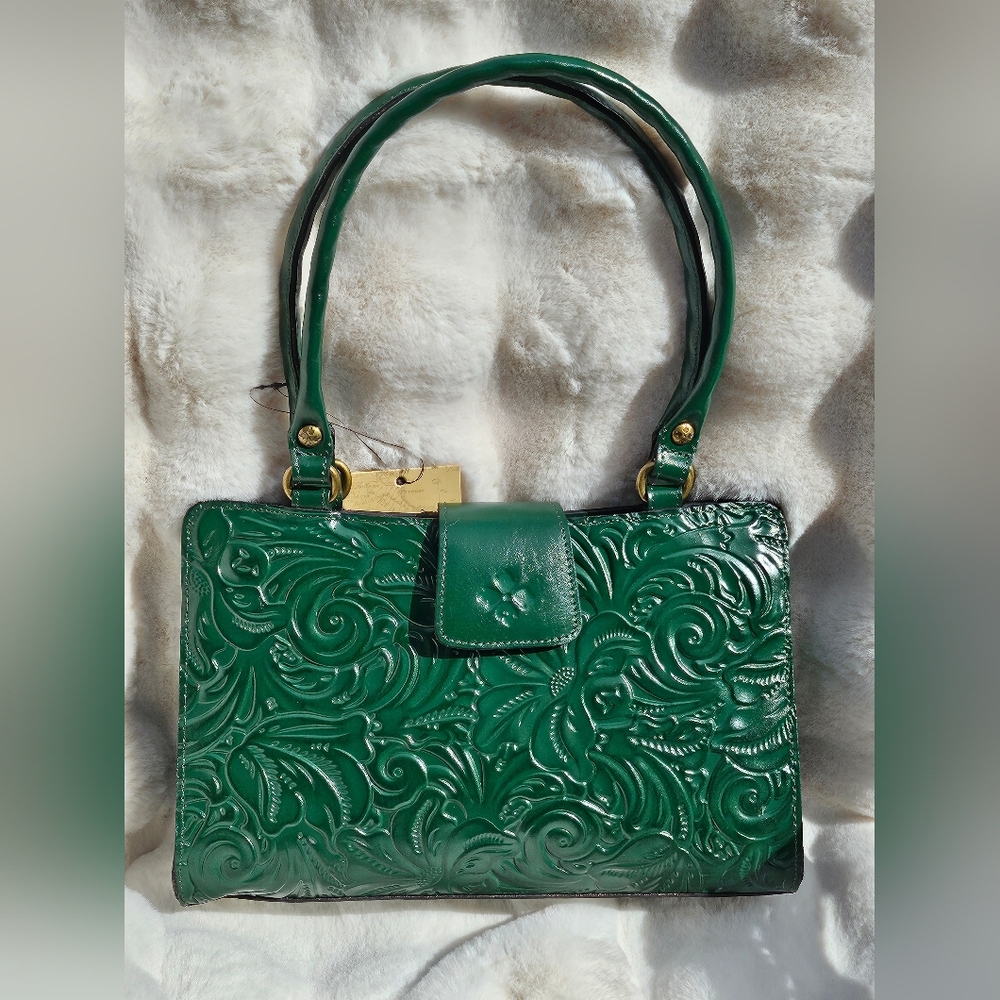 Patricia Nash Leather Rienzo Satchel Color Green